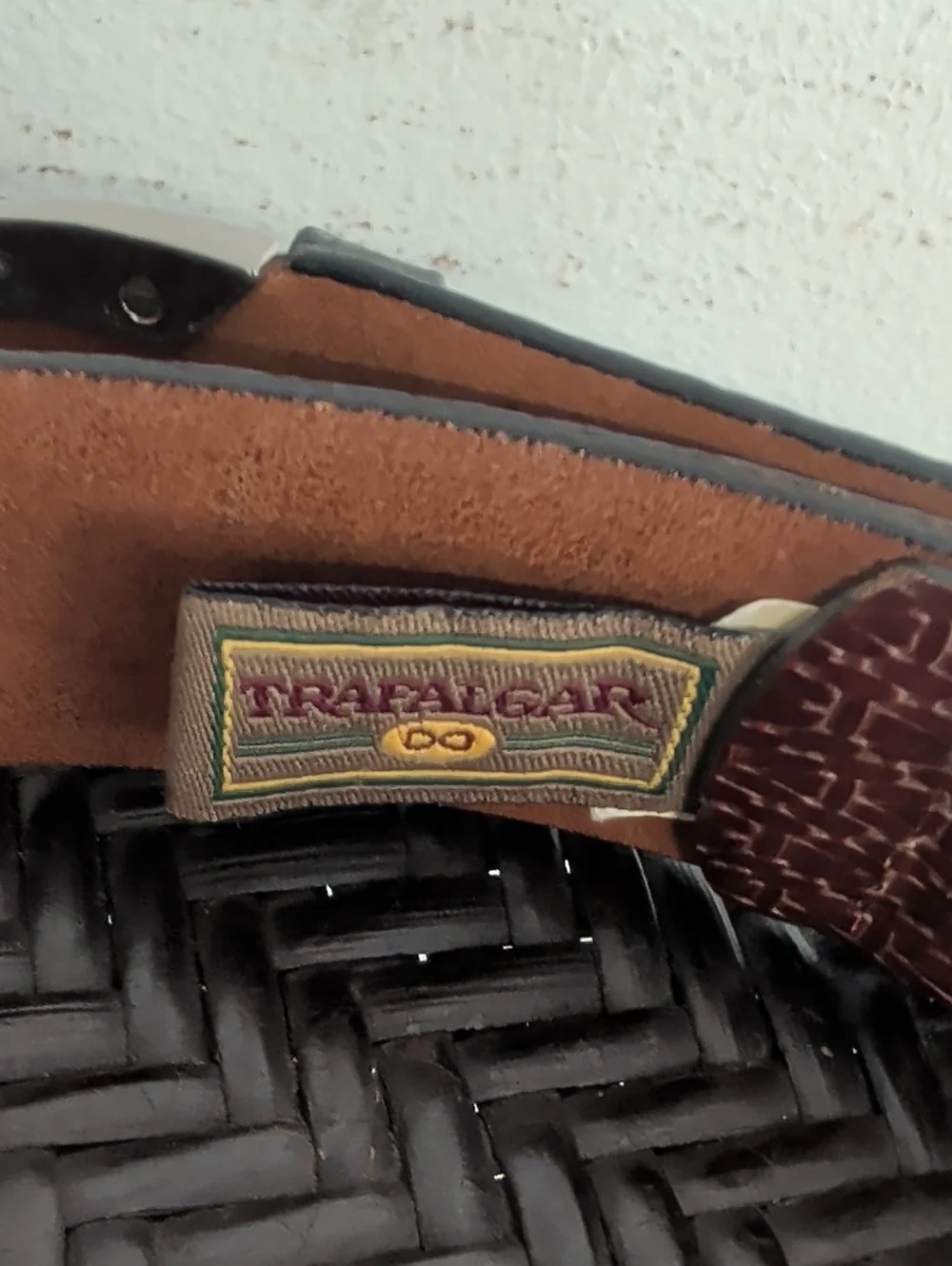 Trafalgar Brown Braid-Textured Men's Western Dress Belt Silver-tone Buckle Sz 38